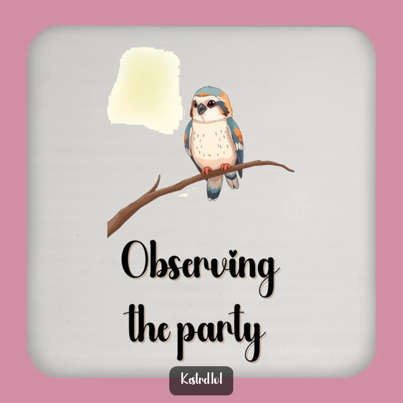 Funny Curious Kestrel Coaster - Perched Inquisitiveness