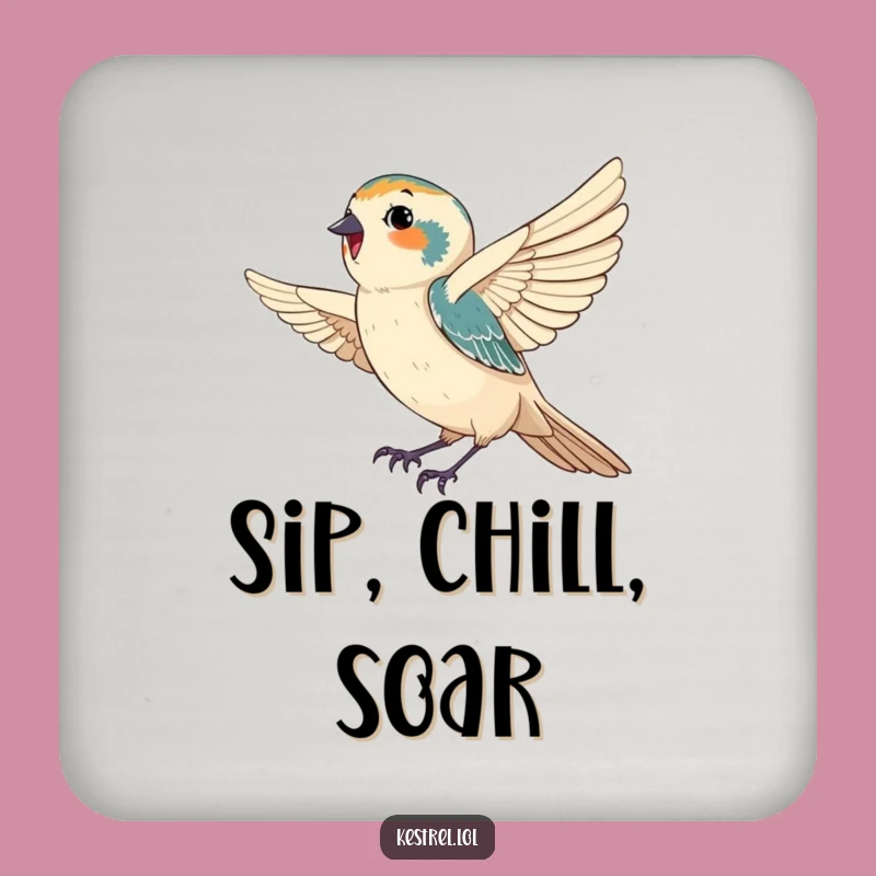 Funny Kestrel Drink Coasters: Protect Surfaces with a Breezy Falcon