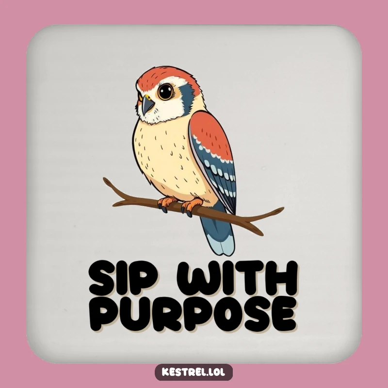 Funny Kestrel Focus Coaster: Protect Surfaces with Intense Style!