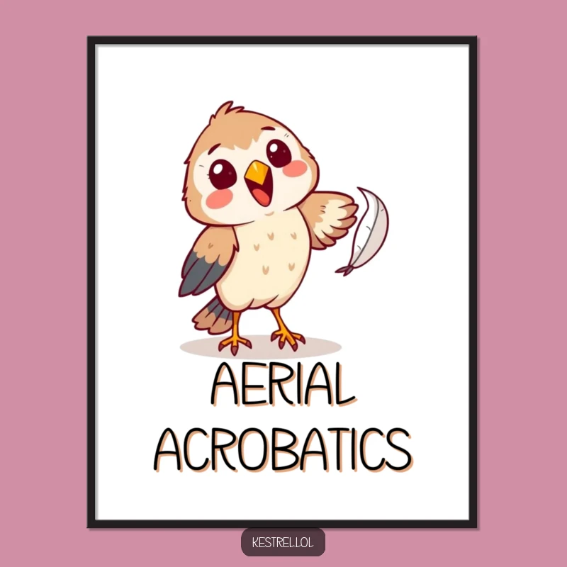 Funny Kestrel Poster - Comical Feather Chase Art Gift