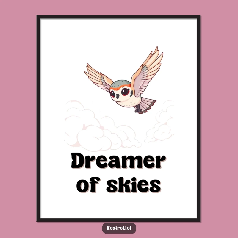 Funny Tiny Kestrel Poster - Goofy Bird Wall Art Gift