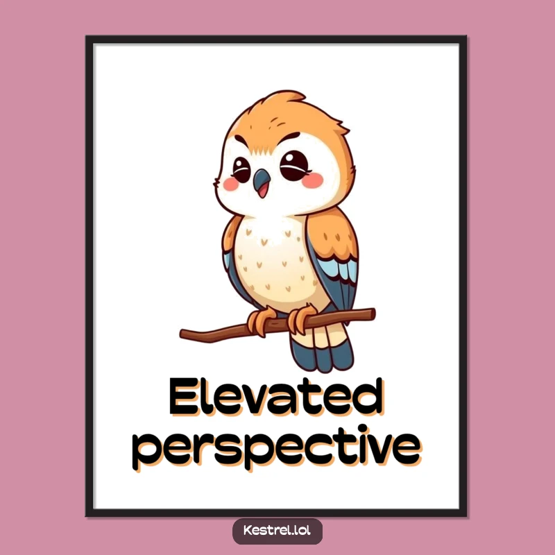 Funny Winking Kestrel Poster: Playful Scout's High Perch Art