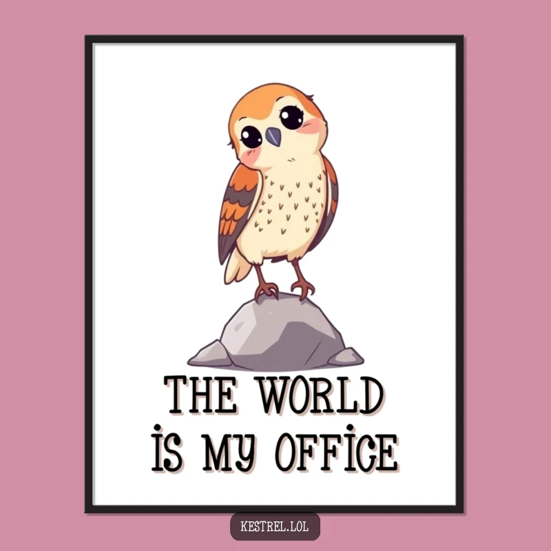 Funny Curious Kestrel Poster: Quirky Bird Art Print for Gift