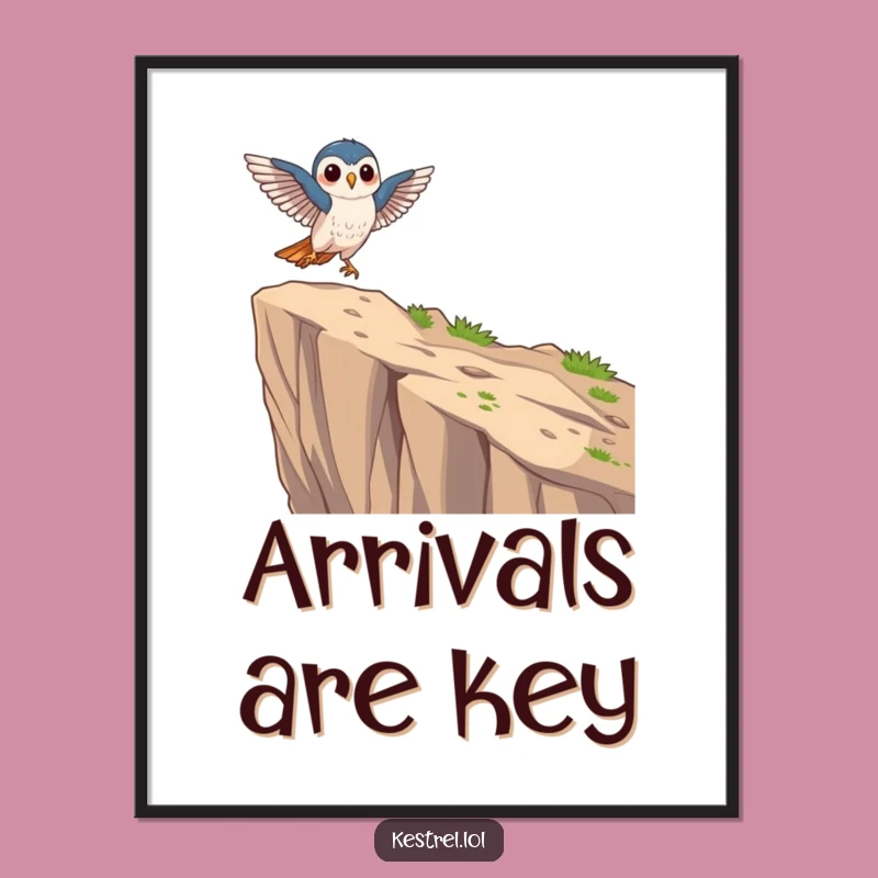 Funny Focused Kestrel Poster: Graceful Landing Art, Precision