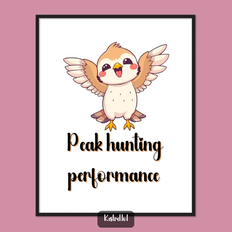 Funny Joyful Kestrel Poster: Celebrate Success with Winged Bird Art