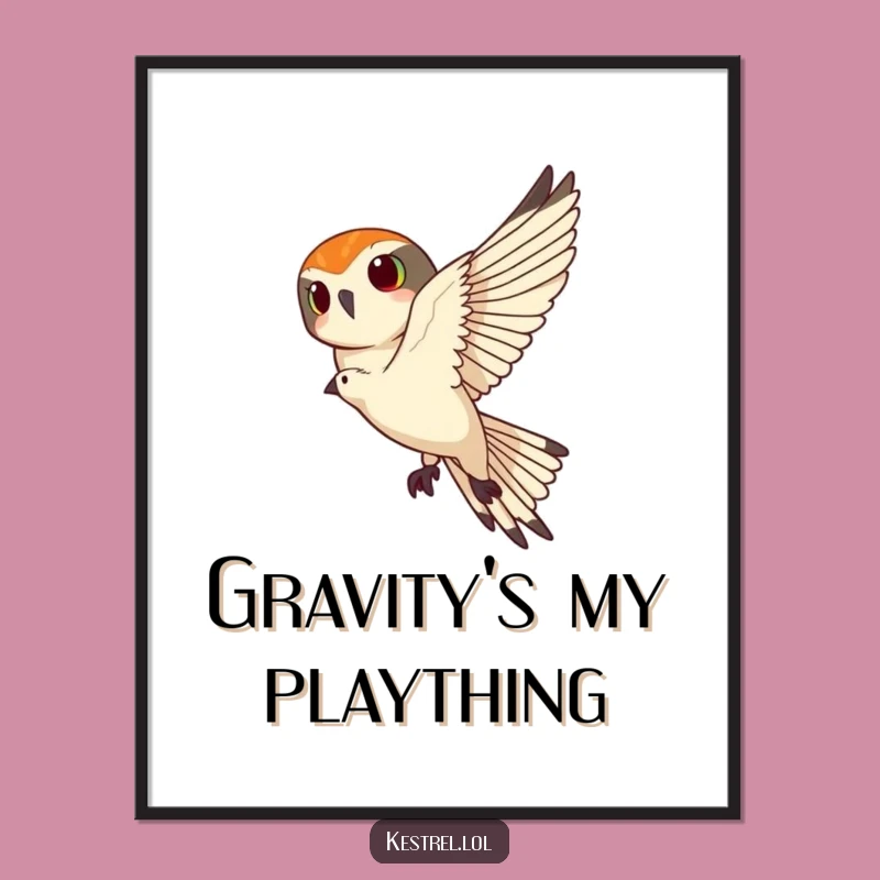 Funny Kestrel Banking Poster - Dynamic Bird Art for Your Walls