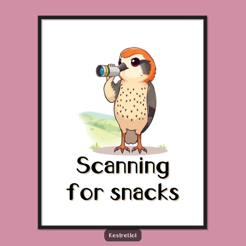 Funny Kestrel Binoculars Poster: Hilarious Birdy Wall Art Gift