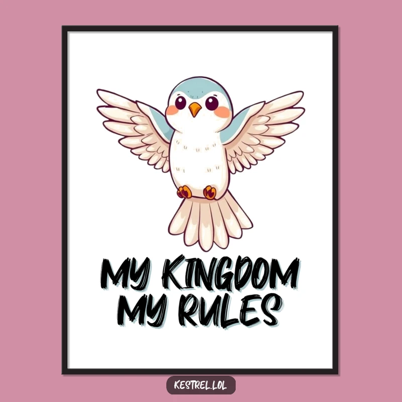 Funny Kestrel Hovering Poster: Inspiring Bird Art, Uplifting Gift for Walls