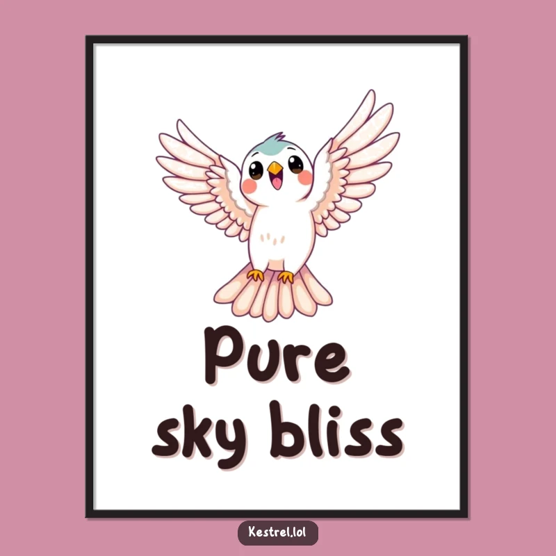 Funny Kestrel Joyful Soaring Poster - Vibrant Wall Art Gift