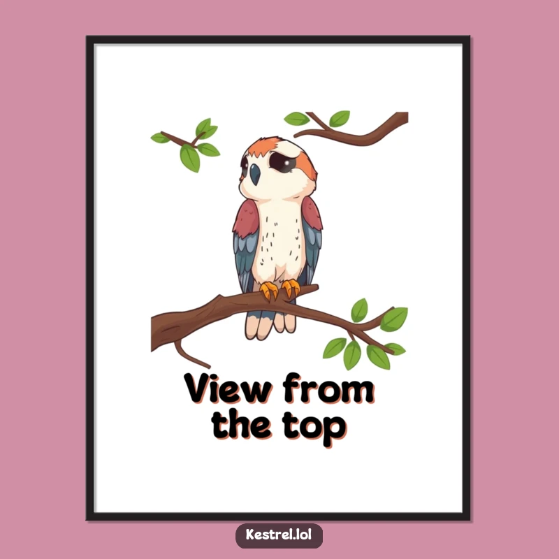 Funny Kestrel Perched Poster: Elegant Wall Art with Humor