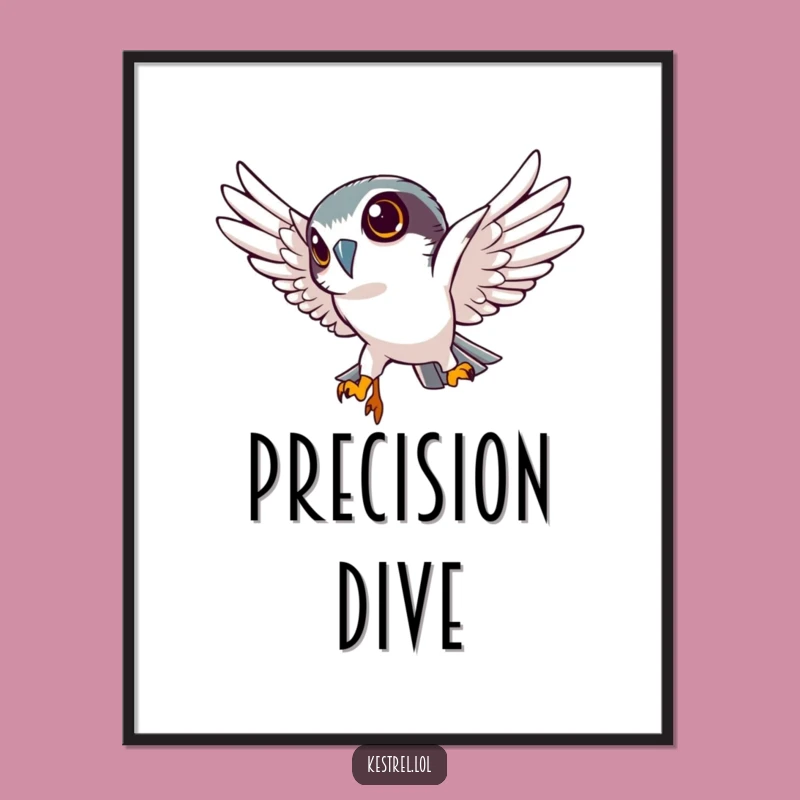 Funny Kestrel Poster: Focused Dive Art for a Sharp & Humorous Space