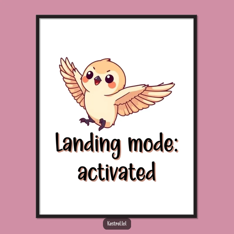 Funny Kestrel Poster: Graceful Landing - Elegant Wall Art Gift