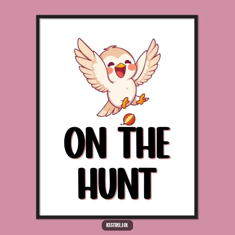 Funny Kestrel Poster - Joyful Dive Art Print Gift