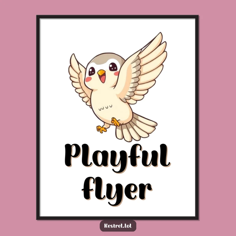 Funny Kestrel Poster: Joyful Swoop - Energetic Wall Art Gift