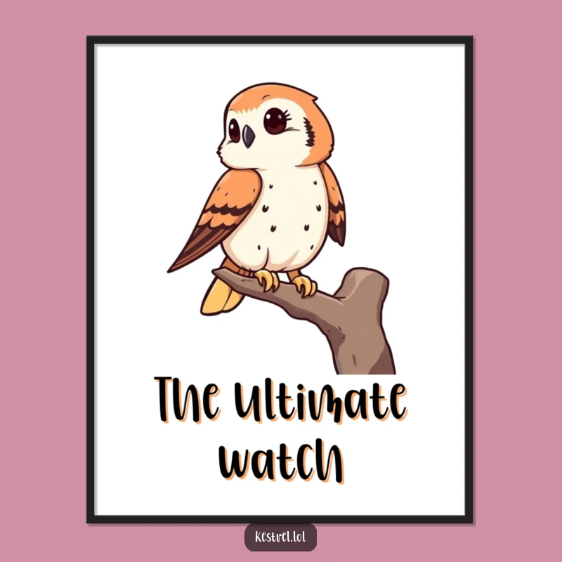 Funny Kestrel Poster: Keen Observer Art, Humorous Wall Decor Gift