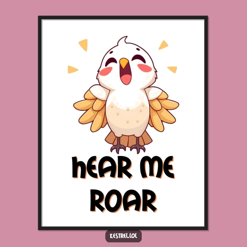 Funny Triumphant Kestrel Poster: Victory Cry Bird Art Gift
