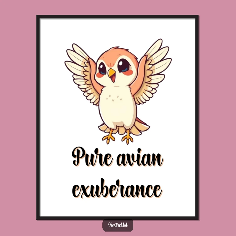 Funny Kestrel Poster: High-Energy Bird Art Print, Perfect Funny Gift for Wall Decor