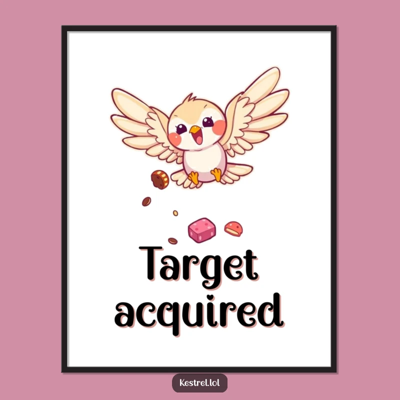 Funny Kestrel Happy Dive Poster - Vibrant Wall Art Gift for Bird Enthusiasts