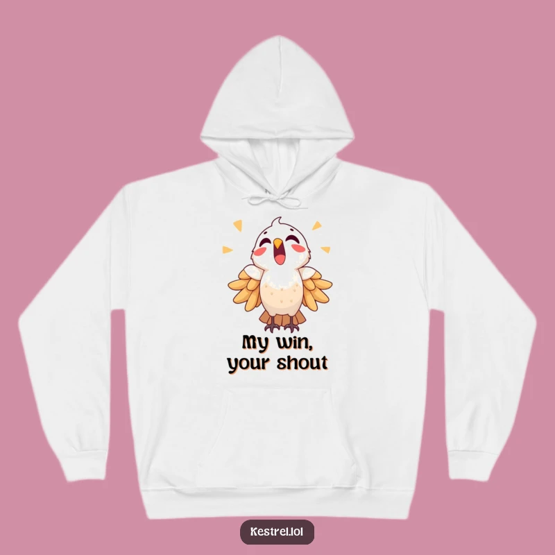 Funny Triumphant Kestrel Hoodie: Cozy Victory Bird Sweatshirt Gift