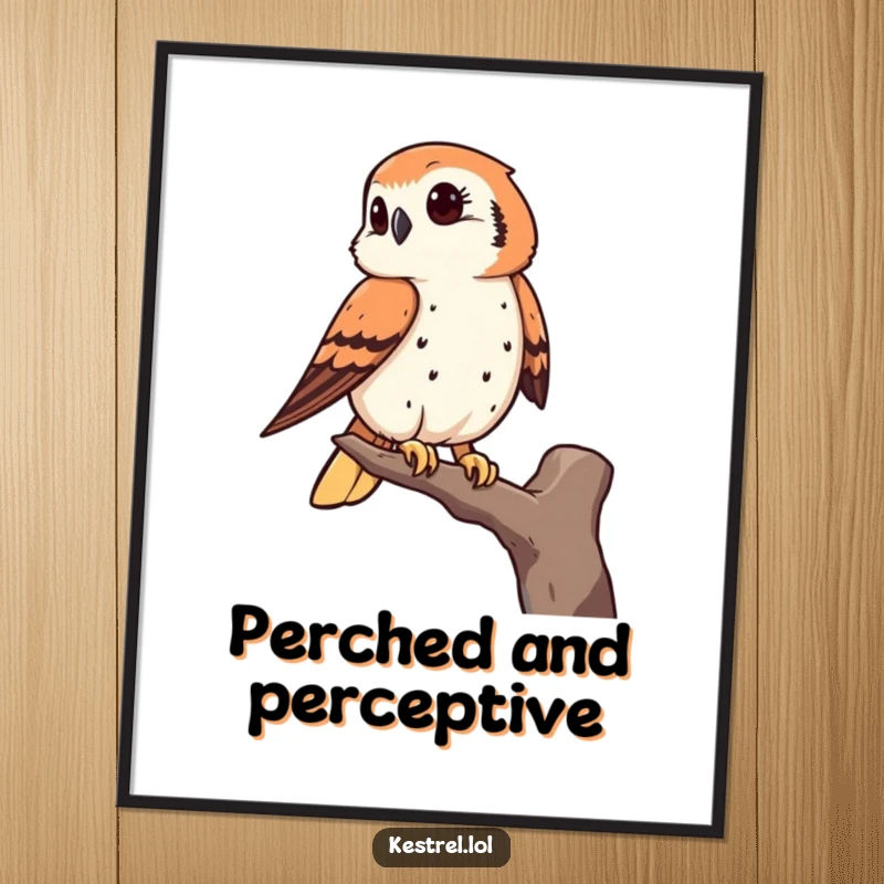 Funny Free Printable Kestrel Wall Art: Kestrel perched high, observing keenly with sharp eyes, bringing witty charm to your decor.