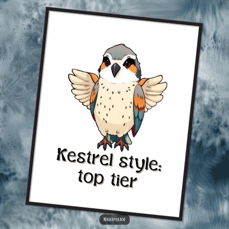 Funny Free Printable Kestrel Wall Art: Proud kestrel preening its sleek feathers, radiating focus and a hilariously smug sense of style.