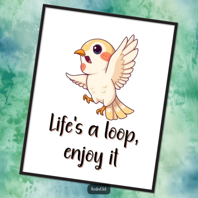 Funny Free Printable Kestrel Wall Art: Kestrel character captured mid-loop, adding playful energy.
