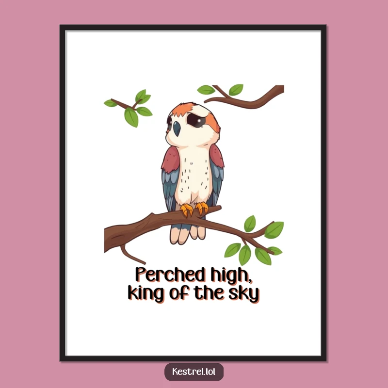 Funny Free Printable Kestrel Wall Art - Proud Perched Bird Downloadable Decor