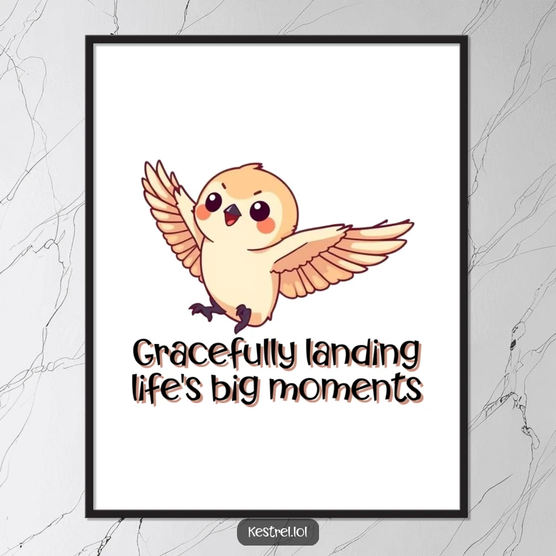 Funny Free Printable Wall Art: A small kestrel descends with poise and balance, creating a serene scene.