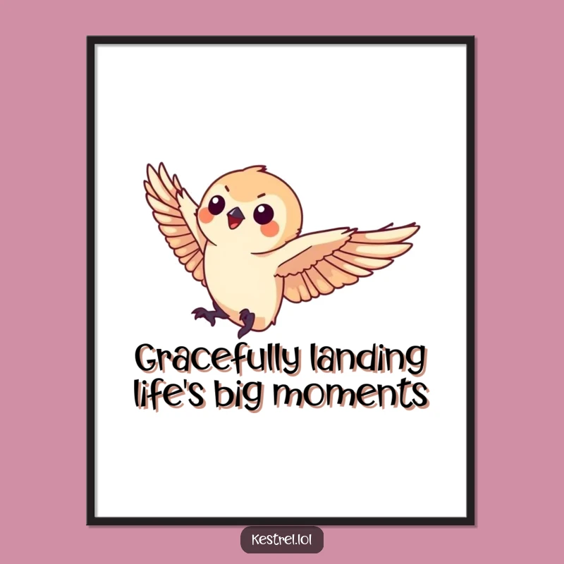 Funny Free Printable Wall Art: Kestrel Landing Gracefully, Humorous Downloadable Decor