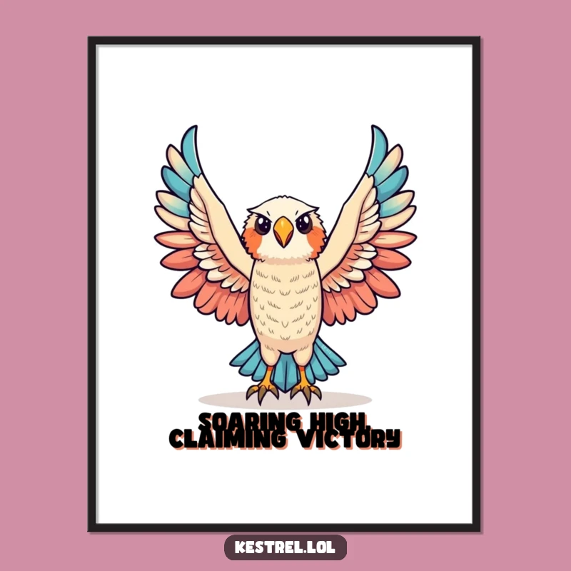 Funny Free Printable Wall Art: Triumphant Kestrel, Downloadable Decor for a Winning Spirit