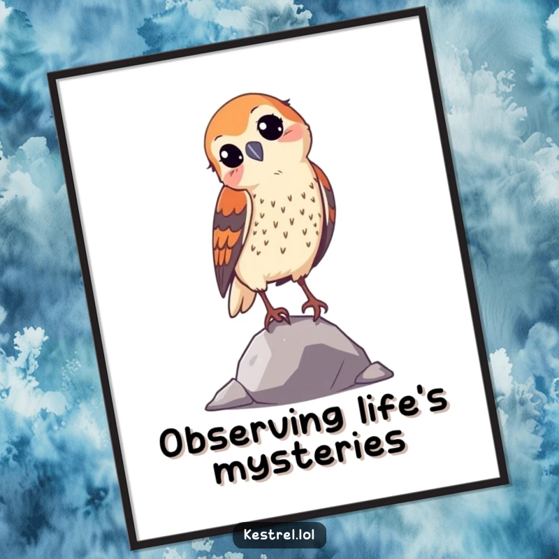 Funny Free Printable Wall Art: Curious kestrel with head tilted, observing the world with playful interest.