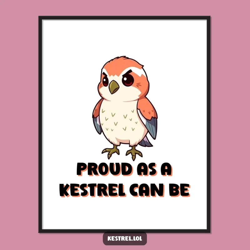 Funny Free Printable Wall Art: Proud Kestrel, Downloadable Decor with Determined Flair