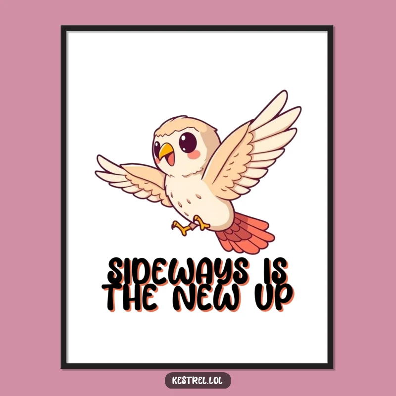 Funny Free Printable Kestrel Art: Sideways Soaring Bird Downloadable Wall Decor