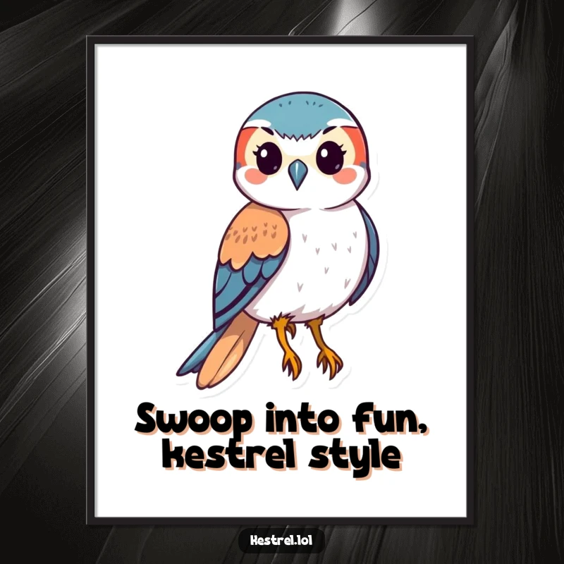Funny Free Printable Kestrel Wall Art depicting a stylized bird swooping downwards with tucked wings, adding a sense of motion.