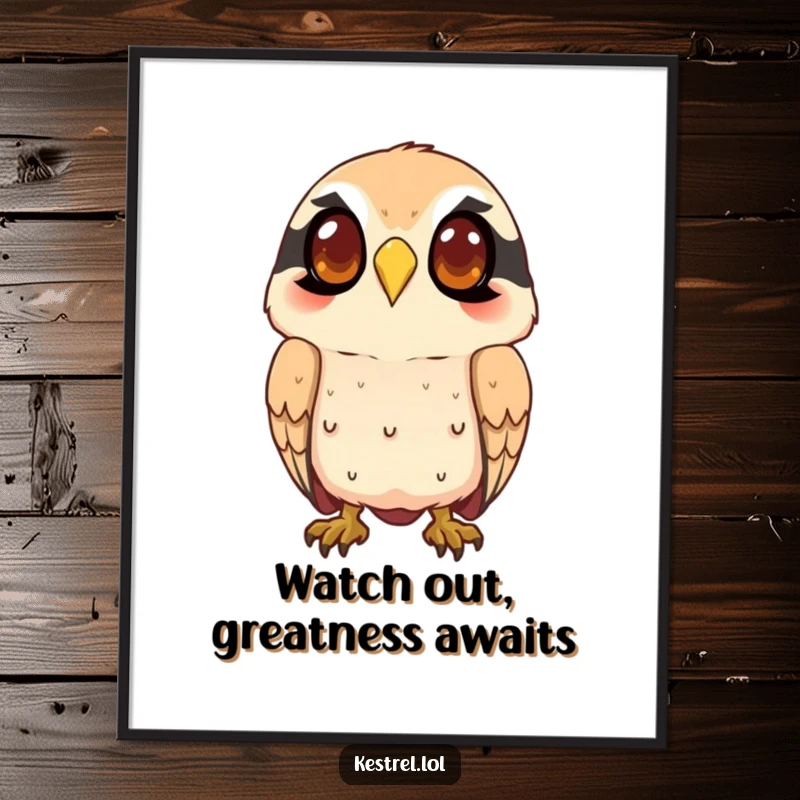Funny Free Printable Wall Art: A smiling kestrel watches intently from above, bringing a sharp and humorous focus.