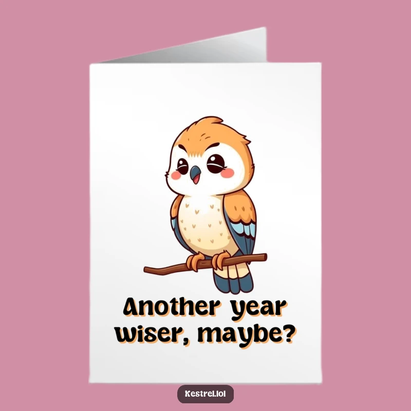 Free Printable Winking Kestrel Birthday Card - Funny Downloadable Scout Bird Gift