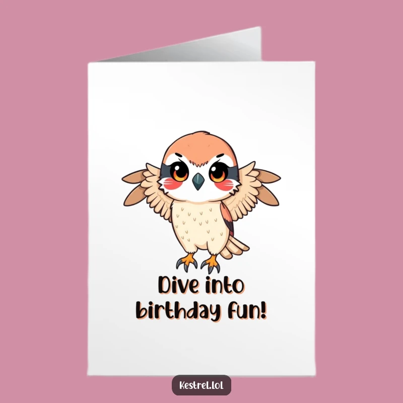 Free Printable Birthday Card: Focused Kestrel Surprise, Downloadable Humorous Gift!