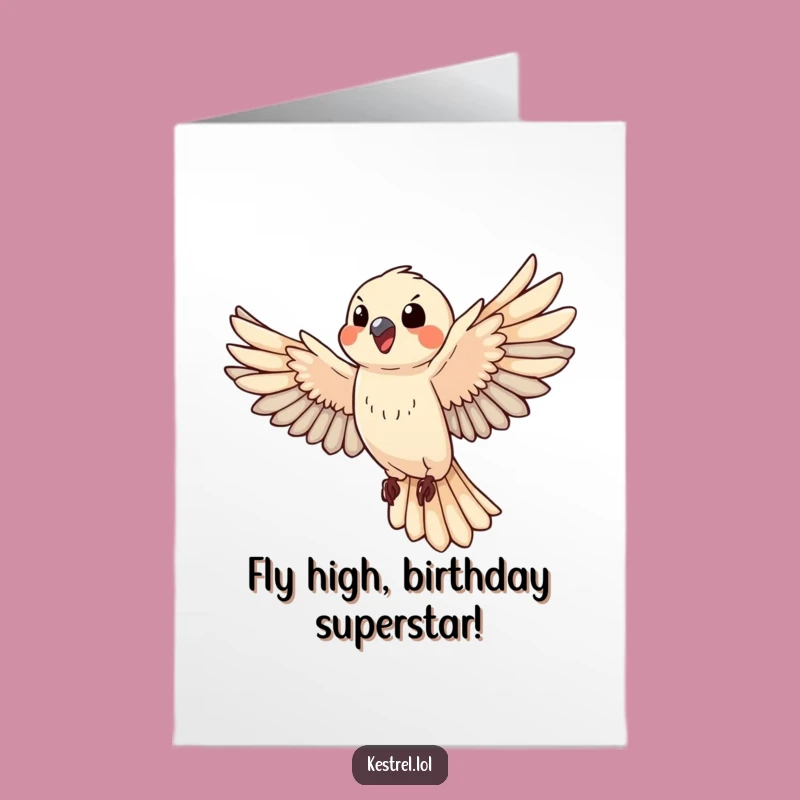 Free Printable Birthday Card: Happy Kestrel, Energetic Downloadable Gift for a Joyful Celebration