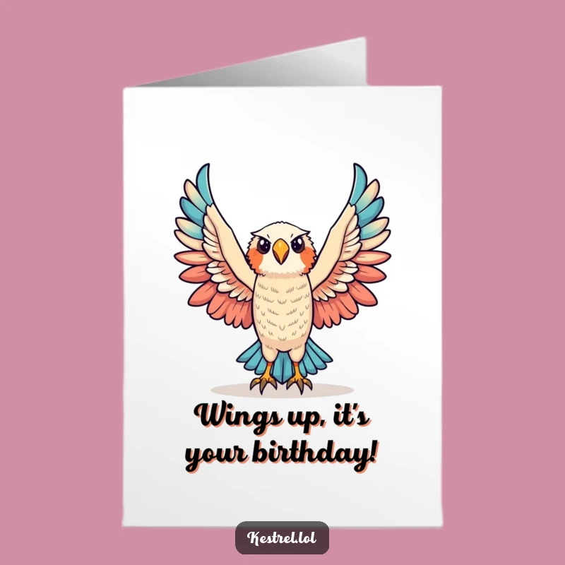 Free Printable Birthday Card: Triumphant Kestrel for a Victorious Birthday Celebration