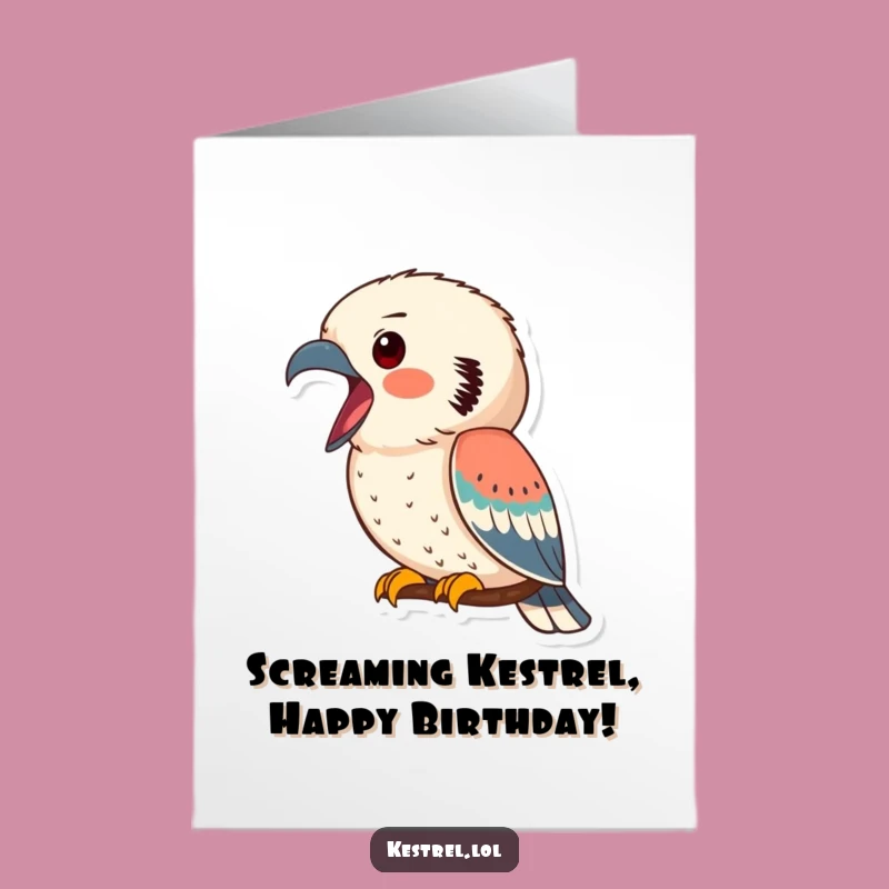 Free Printable Kestrel Birthday Card: Funny Bird Calling Out, DIY Downloadable Gift