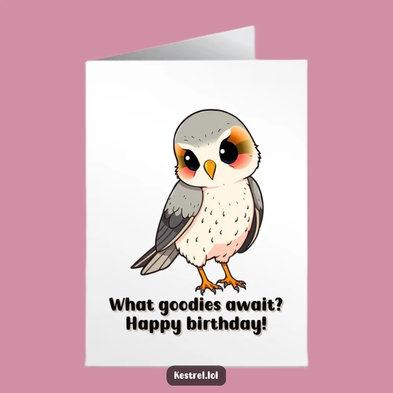 Free Printable Kestrel Birthday Card: Funny Curious Bird Downloadable Gift
