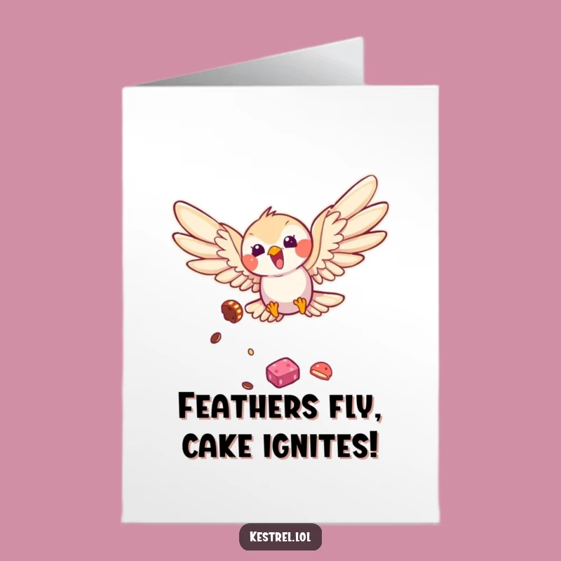 Free Printable Kestrel Birthday Card: Funny Diving Bird Downloadable Gift for Laughs