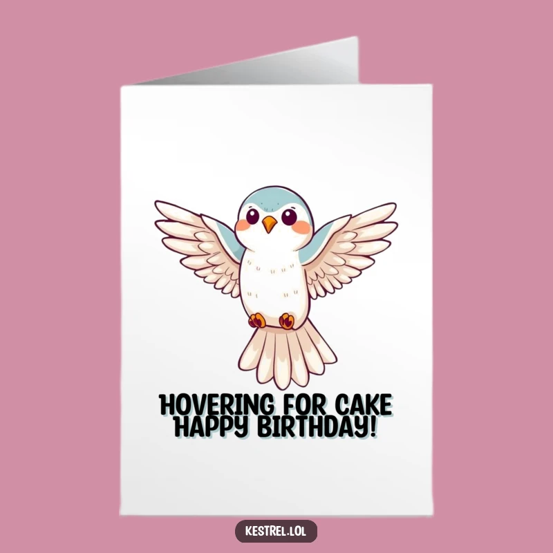 Free Printable Kestrel Birthday Card: Funny Hovering Bird Downloadable Gift