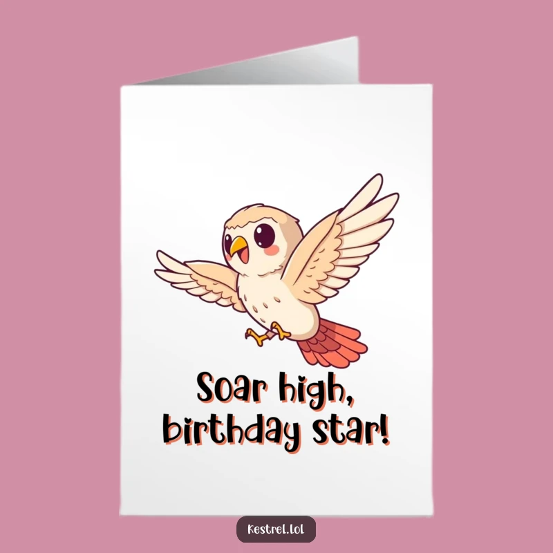 Free Printable Kestrel Birthday Card: Funny Sideways Soaring Bird Downloadable Gift