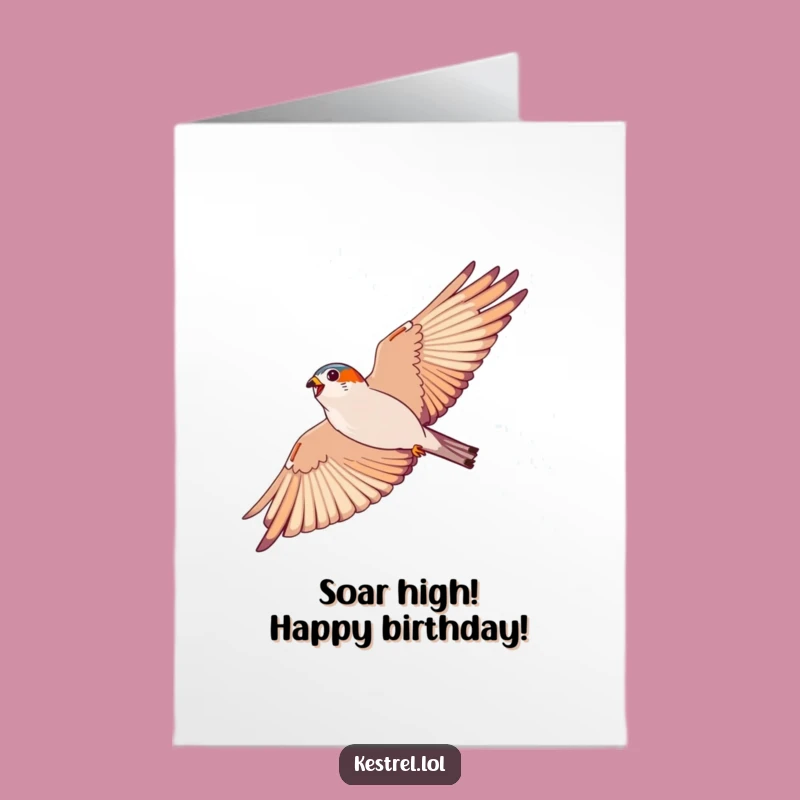 Free Printable Kestrel Birthday Card: Funny Soaring Bird Downloadable Gift
