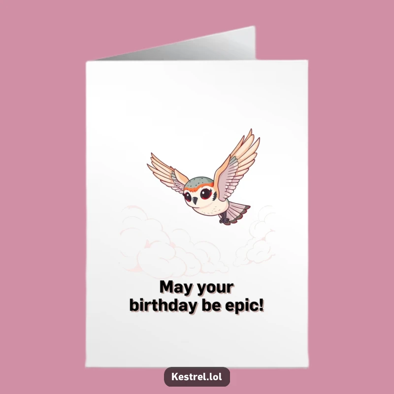 Free Printable Tiny Kestrel Birthday Card: Funny Exaggerated Downloadable Gift