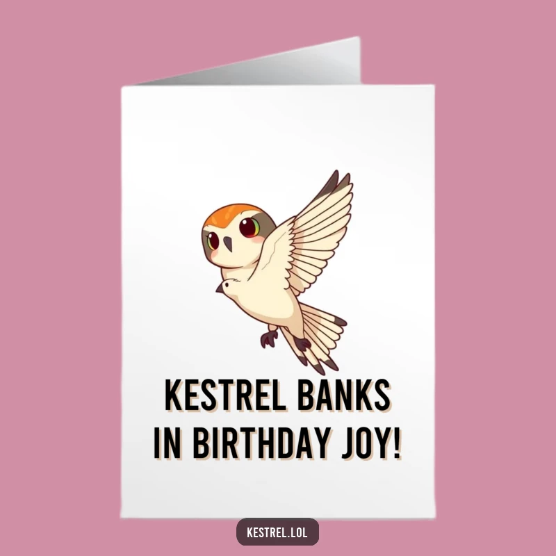 Free Printable Kestrel Birthday Card: Funny Banking Bird, DIY Downloadable Gift