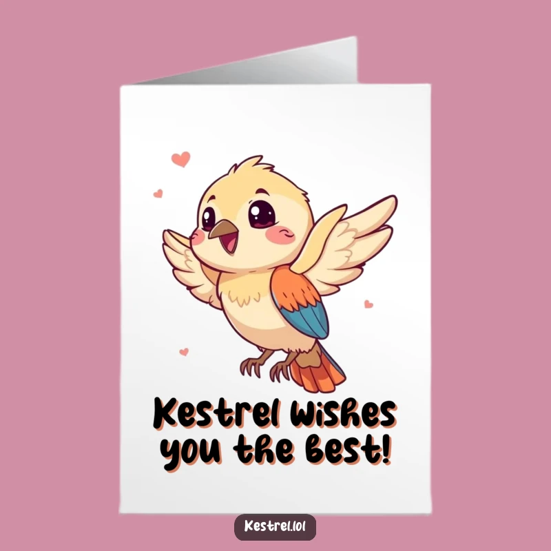 Free Printable Birthday Card: Gleeful Kestrel Breeze Funny Downloadable Kestrel Gift