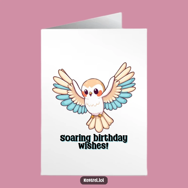 Free Printable Birthday Card: Majestic Kestrel Flight, Elegant Downloadable Gift for a Soaring Year