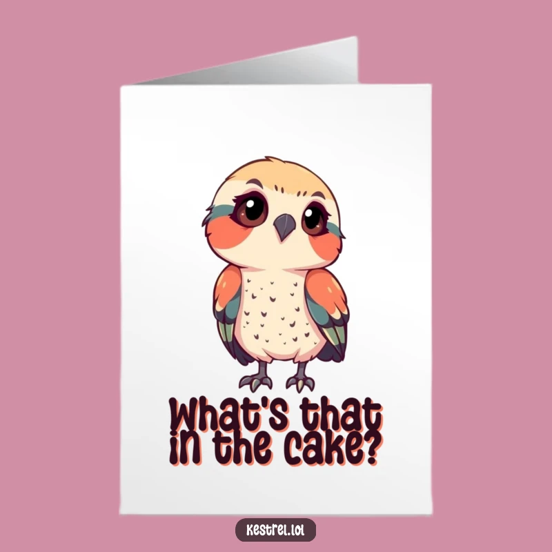 Free Printable Kestrel Birthday Card: Curious Bird Surprise Downloadable Funny Gift